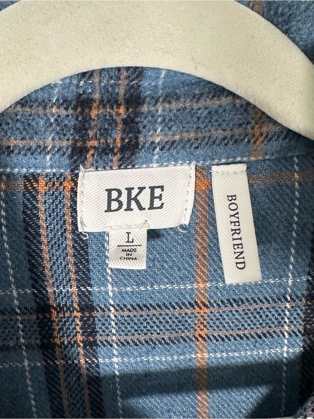 BKE Plaid Flannel Boyfriend Shirt L Blue Teal Coastal Cowgirl Cabincore Soft - Picture 4 of 9